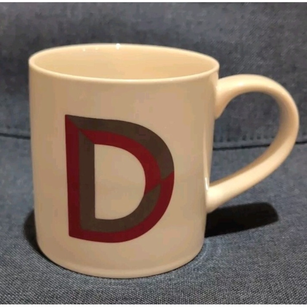 Large Opalhouse Coffee Mug Cup Stoneware Initial D Monogram Red Gold